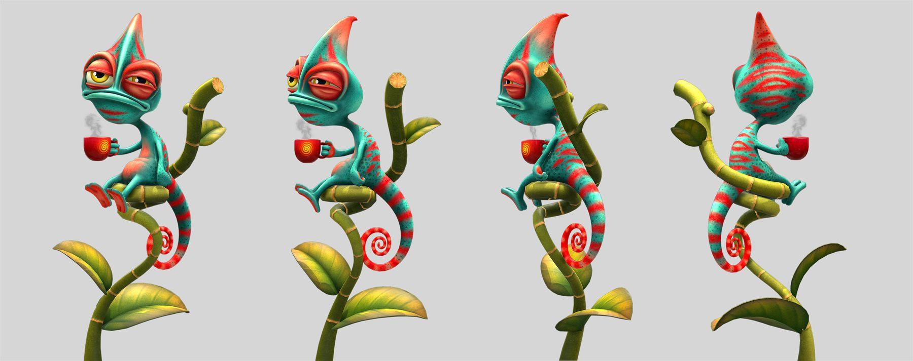 Chameleon Having Coffee, 3D Stylized 3D art by Aishwarya Pearala (view 1)