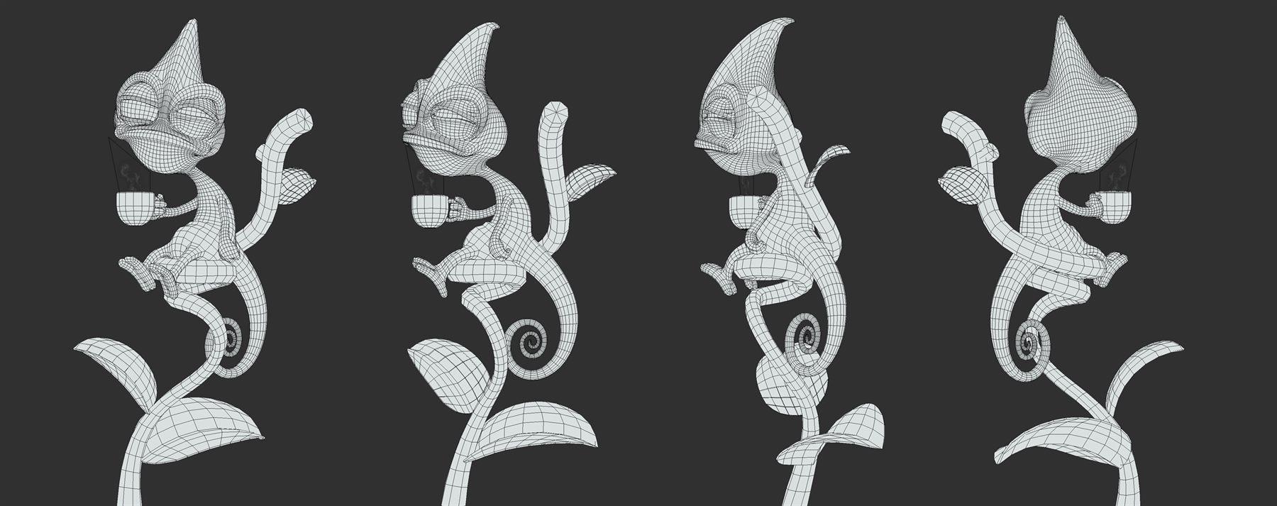 Chameleon Having Coffee, 3D Stylized 3D art by Aishwarya Pearala (view 2)