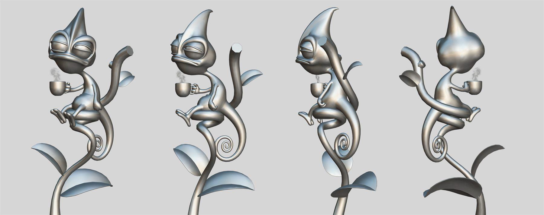 Chameleon Having Coffee, 3D Stylized 3D art by Aishwarya Pearala (view 3)